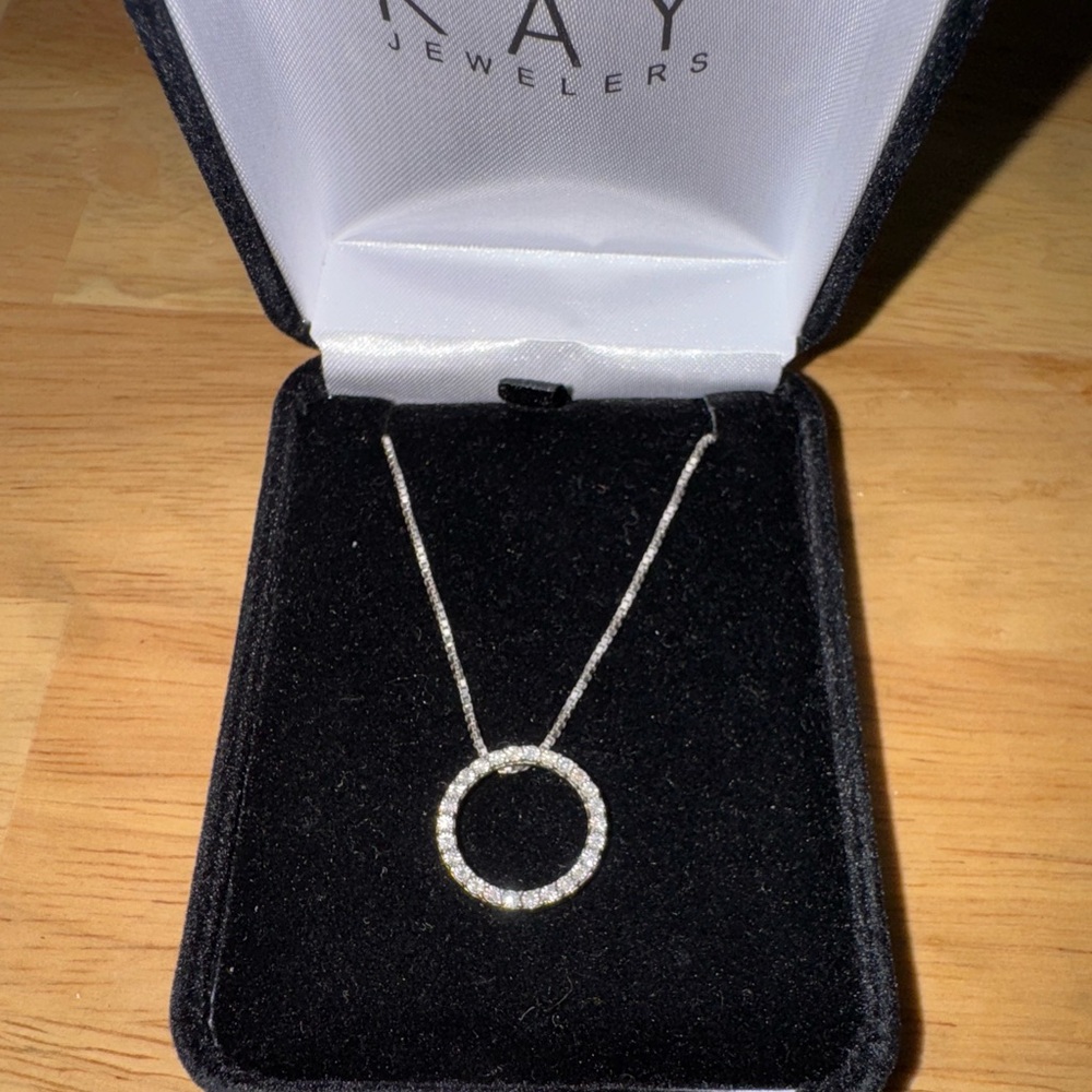 Silver Diamond Circle Necklace